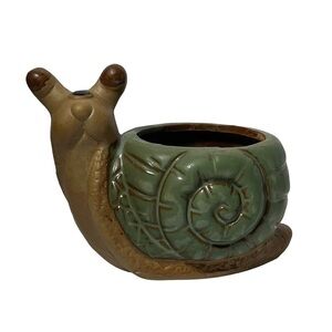 Terracotta Snail Planter Pot for Succulent or Small Plants or Catchall for Desk